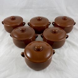 Mid-Century Lidded Onion Soup Au Gratin Casseroles, Set/6